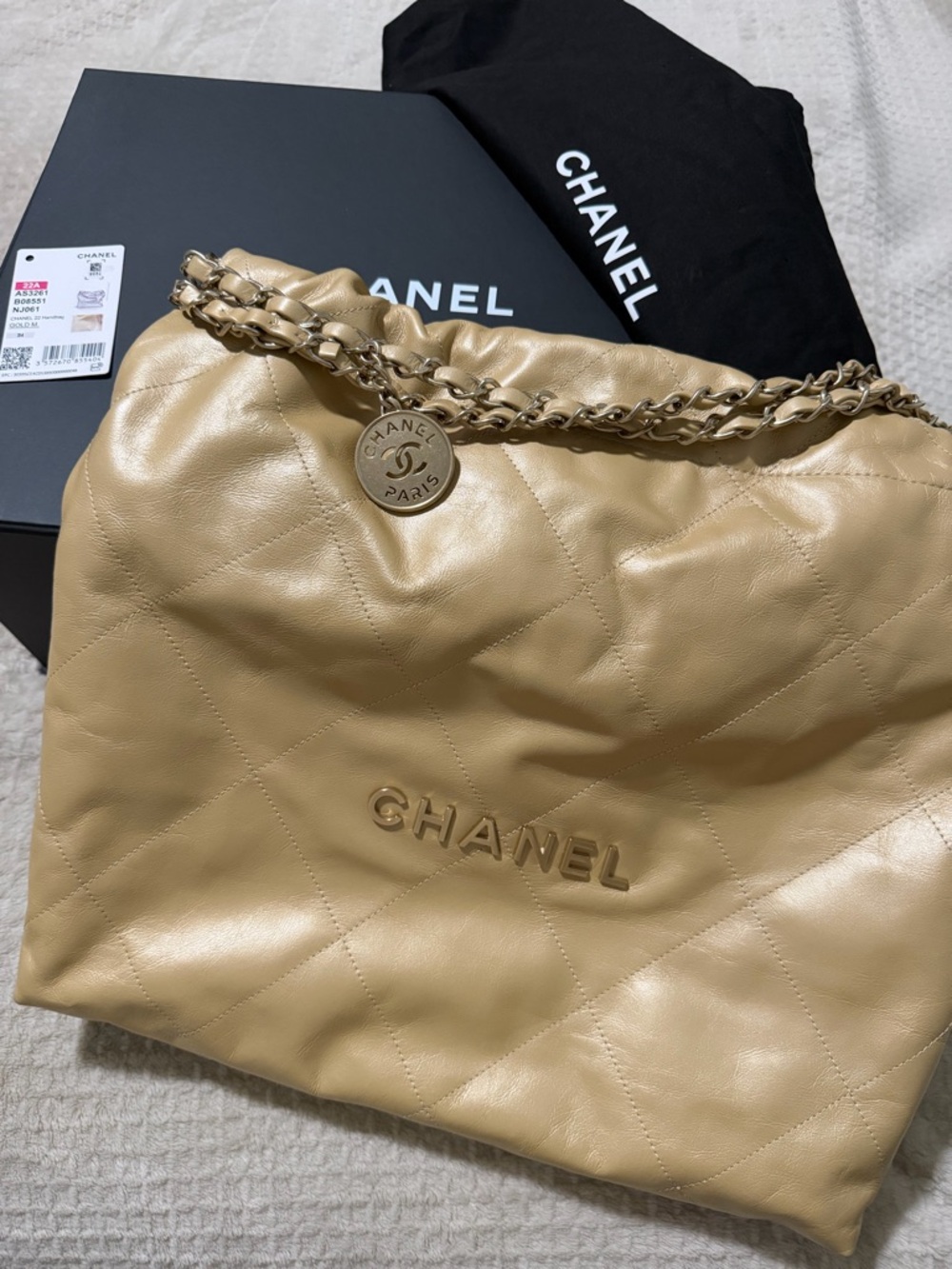 Chanel 22 Medium Gold Metallic Bag